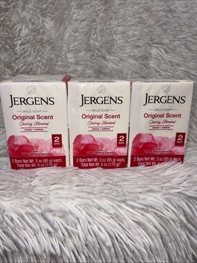 Jergens Original Scent Cherry Almond Soap Bars (3 packs = 6 Soap Bars)
